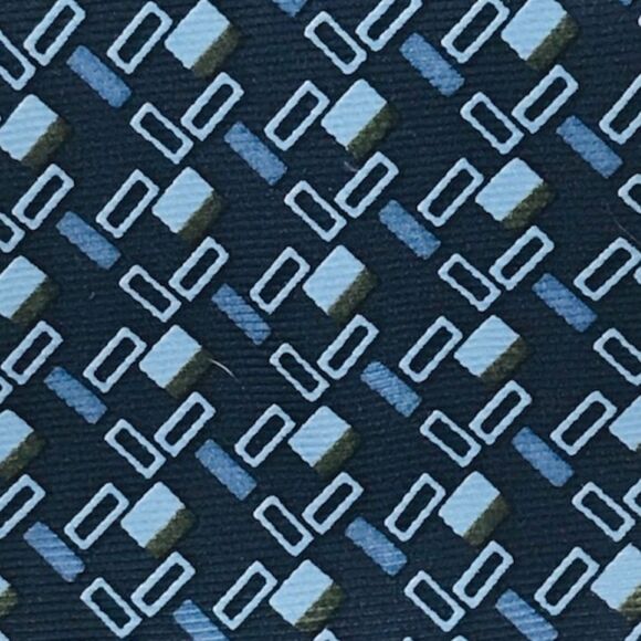 Tommy Hilfiger Rectangles Tie Navy Light Blue - Picture 2 of 5